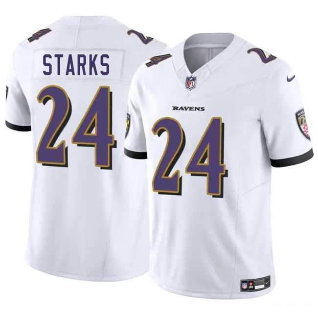 Men & Women & Youth Baltimore Ravens #24 Malaki Starks White 2025 Draft F.U.S.E. Vapor Limited Jersey